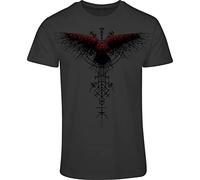 Camiseta vikinga para hombre: rabe de sangre - camiseta de cuervo vikingo regalos para hombres - ropa vikinga, gris oscuro, XXL