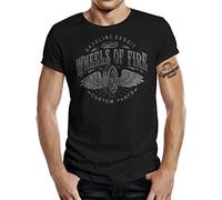 Camiseta Vintage con Aspecto de Vaquero Desgastado Vintage Racers Hot Rod Tradicional, Negro , 4XL