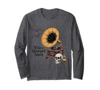 Camiseta Vintage con diseño de Calavera de gramófono It Was A Graveyard Manga Larga