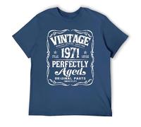 Camiseta vintage de edición limitada de 1971 para regalo de cumpleaños, diseño de piezas originales perfectamente envejecidas para Born in 1971, Navy-style, M
