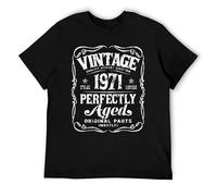 Camiseta vintage de edición limitada de 1971 para regalo de cumpleaños, diseño de piezas originales perfectamente envejecidas para Born in 1971, Estilo negro, XL