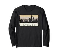 Camiseta Vintage de Katmandú. Camiseta de la Bandera de Nepal del Himalaya nepalí Manga Larga