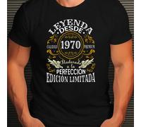 Camiseta Vintage Edición 1970 para Hombre - 100% Algodón con Texto en Español y Estampado Retro de 1970 - Edición de 40 Años en y Dorado - Camiseta de Cuello y Manga Corta para Casual o Regalo