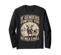 Camiseta vintage If Genders Confuse You Go Milk A Bull Manga Larga