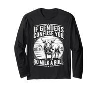 Camiseta vintage If Genders Confuse You Go Milk A Bull Manga Larga