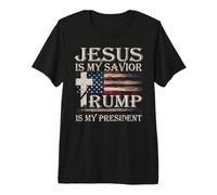 Camiseta Vintage Jesus Is My Savior Trump Is My President Camiseta Premium