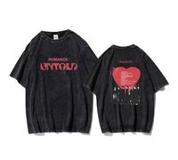 Camiseta Vintage Lavada del Álbum Romance:Untold, De Algodón, Estilo Urbano, Unisex, For Hombre Y Mujer.(BLACK3,3XL)