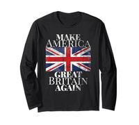 Camiseta Vintage Make America Great Britain Again con Banderas Manga Larga