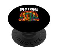 Camiseta Vintage Violín Música Regalo Life On Four Strings PopSockets PopGrip Adhesivo