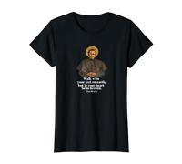 Camiseta Walk with Your Feet On Earth con Estampado de San Juan Bosco Camiseta gráfica económica, Mujer, Negro, L