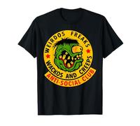 Camiseta Weirdos Freaks Wackos y Creeps - Hombre - Unisex - Animales - Gráfica - Vintage - Manga de doble puntada - Pequeño - Negra