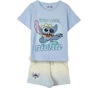 Camiseta y Pantalón Corto de Stitch - Color Blanco y Azul - Talla 8 Años - Elaborados con 100% Algodón de 220 gsm - Estampado de Stitch - Producto Original Diseñado en España