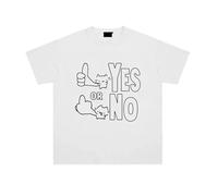 Camiseta «Yes or No» de Cuello Redondo y Manga Corta, Prenda Informal de Verano