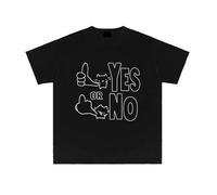 Camiseta «Yes or No» de Cuello Redondo y Manga Corta, Prenda Informal de Verano