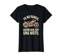 Camiseta Yo No Ronco, Sueño Que Soy Moto, Divertida Camiseta, Mujer, Negro, XS