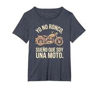 Camiseta Yo No Ronco, Sueño Que Soy Moto, Divertida Camiseta, Mujer Tallas Grandes, Azul Jaspeado, 1XL Grande