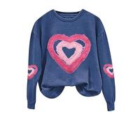 Camisetas acogedoras para el día de San Valentín para mujer, primavera, otoño, ocio, moda, estampado de amor, trajes para 2026, azul, XXL