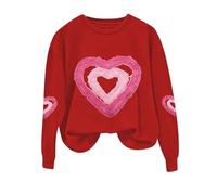 Camisetas acogedoras para el día de San Valentín para mujer, primavera, otoño, ocio, moda, estampado de amor, trajes para 2026, rosso, XXL