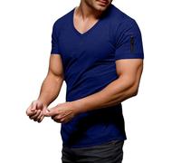 Camisetas baratas para hombre con cuello en V manga corta cremallera para el tiempo libre. Ideal para primavera verano. Estilo versátil para atuendos diarios. Camiseta sin mangas para niños, azul