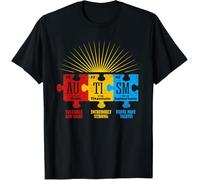 Camisetas Básicas Cuello Redondo tee Crew Neck T-Shirt para Deporte Entrenamiento Correr Rompecabezas Químico De Concientización sobre El Autismo M