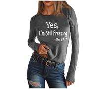 Camisetas básicas de manga larga para mujer, con estampado de letras, ajustadas, cuello redondo, casual, ligera, suave, bonita, capa base, camiseta gráfica de moda, uso diario y estilo urbano, 01