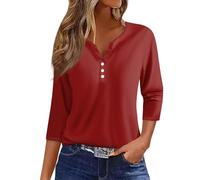 Camisetas Basicas Mujer Básica Elegantes Camisetas Manga Larga Mujer Rebajas Algodón T Shirts Camisetas Cuello en V Blusas Mujer Tallas Grandes Top Mis Pedidos Realizados Rojo L