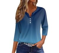Camisetas Basicas Mujer Basica Elegantes Camisetas Manga Larga Mujer Rebajas Verano Tshirt Camisetas Cuello en V Ropa Mujer Talla Grande Top Amazón Compras Azul L
