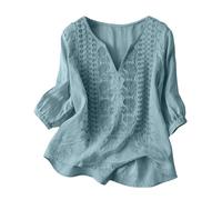 Camisetas Basicas Mujer Manga Corta Algodon y Lino Primavera Verano Moda Color Solido Basic Blusa Tops Transpirable Casual Blusa Shirts Oficina Fiesta Superior Original Tops