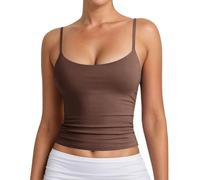 Camisetas básicas sin mangas para mujer con tirantes dobles ajustables y forrados, diseño sin mangas para actividades de verano, café, XL
