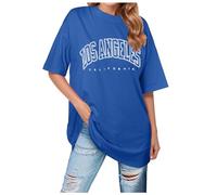 Camisetas casuales de Los Ángeles California para mujer, de gran tamaño, lindas camisetas de ajuste holgado, camisetas gráficas de verano 2026, lindas camisetas de moda para salir, camiseta de media