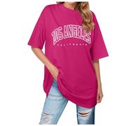 Camisetas casuales de verano con estampado de letras de Los Ángeles California 2025 para mujer, lindas camisetas de media manga, ajuste holgado, para salir, camisetas de verano para mujer, camisetas