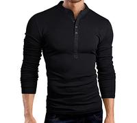 Camisetas Casuales para Hombre con Cuello en V Camisetas Polo de Manga Larga Tops para Hombre con Cuello en V de Manga Larga Moda Slim Fit Camiseta básica Henley Ligera de Manga Larga Informal