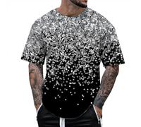 Camisetas casuales para hombre con estampado de lentejuelas 3D, camisetas de verano holgadas de manga corta 2025 con strass, corte holgado, lindo, brillante, favorecedor, camiseta gráfica para salir