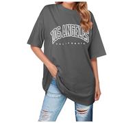 Camisetas casuales tipo túnica de Los Ángeles California para mujer, a la moda, ajuste holgado, camisetas largas de gran tamaño para llevar con leggings, camisetas vintage con gráficos de verano