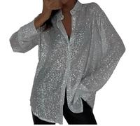 Camisetas con lentejuelas mujer elegante plata manga larga camisetas brillantes Navidad camiseta Curvy Cardigan camiseta tallas grandes strass camisa noche brillo oro Blusa Año Nuevo Tops, Color