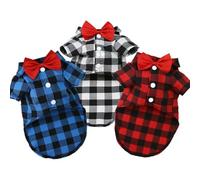 Camisetas con Pajarita para Perros, Ropa clásica a Cuadros Fina y Transpirable de Verano para Perros pequeños y Grandes, Chaleco de Gato para Cachorros, 3 uds.