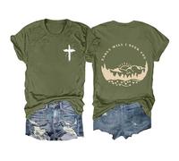 Camisetas cristianas para mujer, ajuste holgado, con texto en inglés "Early Will I Seek You", camisetas de verano 2026 con estampado de cruz de Jesús, camisetas de manga corta para mujer, Ejercito