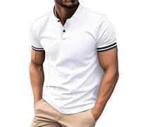 Camisetas de 1/4 botones para hombre, estilo informal, de manga corta, color liso, ajuste regular, ligeras, transpirables, lisas, polo, clásicas, cómodas, para primavera y verano, blanco, XL