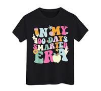 Camisetas de 100 días de Escuela para niños y niñas. Camiseta con la Frase Mis 100 días. Camisetas Casuales con Estampado del día 100 de Escuela. Top Gel (Black, 6-7 Years)