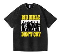Camisetas De Algodón Lavadas En Negro, Camisas Calle Manga Corta con Estampado Gráfico BigGirlDon'tCry For Hombres, Mujeres Y Adolescentes(Black02,S)