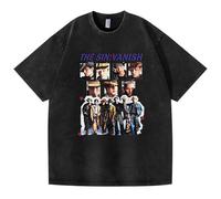 Camisetas De Algodón Lavadas En Negro, Camisas Calle Manga Corta con Estampado Gráfico BigGirlDon'tCry For Hombres, Mujeres Y Adolescentes(Black01,S)