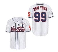 Camisetas de béisbol New York 99 para Hombre, Camisas de Hip Hop con Botones para Fiesta, Cosido, Blanco, XXX-Large