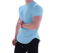 Camisetas de compresión cortas para hombre, elásticas, para entrenamiento, fitness, camiseta ajustada, Cielo azul., XL