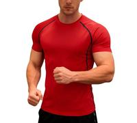 Camisetas de compresión para hombre, manga corta, secado rápido, gimnasio, correr, entrenamiento, camisetas casuales de verano, capa base 2026, Camisas rojas para hombre, XXL