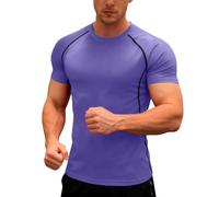 Camisetas de compresión para hombre, manga corta, secado rápido, gimnasio, correr, entrenamiento, camisetas casuales de verano, capa base 2026, Camisas moradas para hombre, 3XL