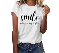 Camisetas De Deporte Mujer Camiseta Informal Femenina de Manga Corta con diseño gráfico Moderno para un Uso Diario cómodo y versátil en Cualquier Temporada (White, S)