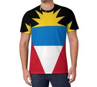 Camisetas De Entrenamiento Bandera De Antigua Y Barbuda para Hombre, Secado Rápido, Manga Corta Orgullo Cultural, Gimnasio, Atlético, Absorbe La Humedad, Transpirable