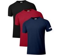 Camisetas de entrenamiento para hombre con protección solar UPF 50+, camisetas de protección contra erupciones de secado rápido, SPF UV, camisetas de manga corta, Paquete de 3, negro/rojo/azul marino,