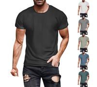 Camisetas de gimnasio para hombre, de secado rápido, de manga corta, cuello redondo, color liso, de gran tamaño, transpirables, cómodas, lisas, ligeras, para fitness, M-4XL, caqui, XXL
