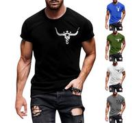 Camisetas de gimnasio para hombre, de secado rápido, de manga corta, cuello redondo, estampado de color liso, blusas deportivas, transpirables, cómodas, para entrenamiento, M-3XL, Negro, XL